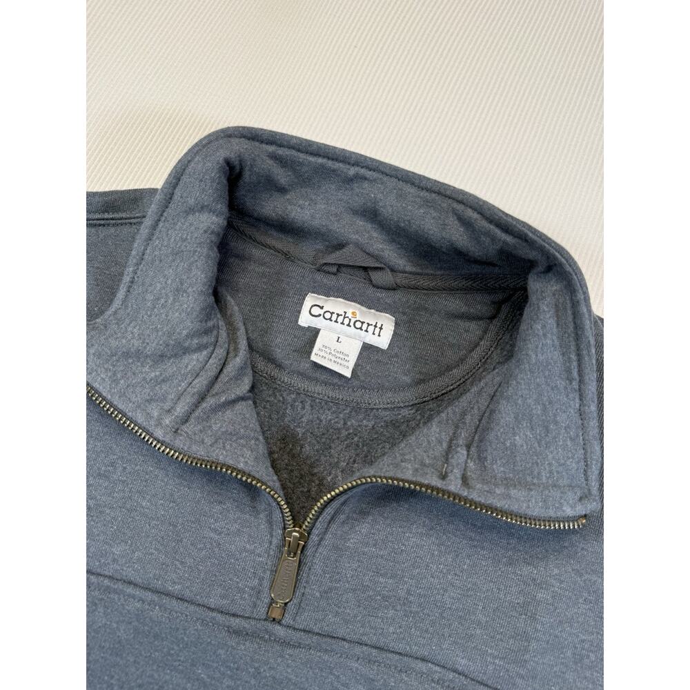 Carhartt Quarter Zip Sweatshirt Womens Large Gray Fleece Lined Pullover - Picture 2 of 7